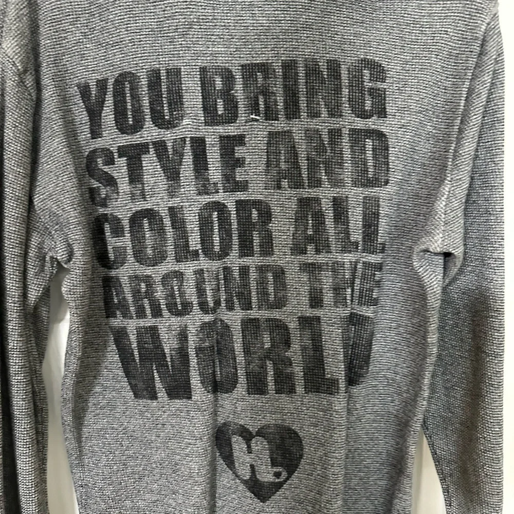 Harajuku Lovers Gray Waffle Hoodie Sz M - Picture 5 of 10